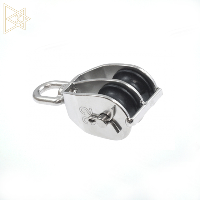 Stainless Steel Eye Swivel Pulley With Double Nylon Sheave